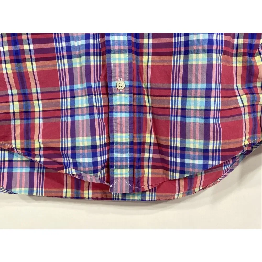 Ralph Lauren Polo Red Plaid Button Down Long Sleeve Shirt Boys Medium 10-12